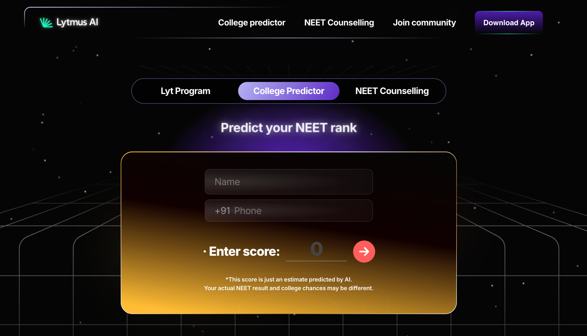 Click on get college list